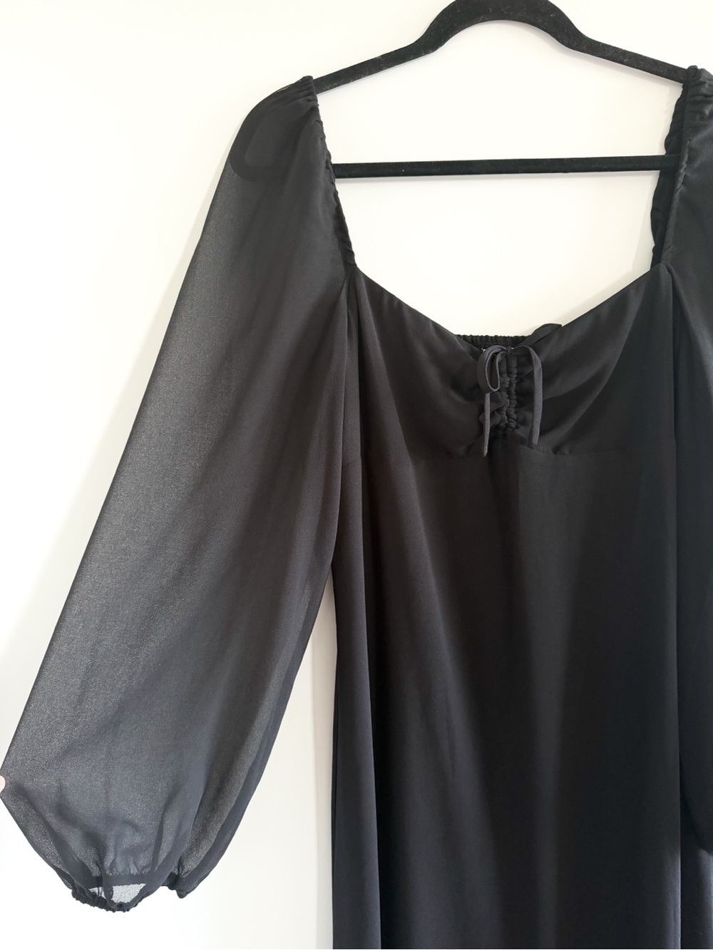 Wilfred Black Long-Sleeve Puff-Sleeve Midi Dress